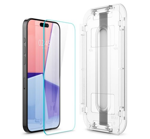 Spigen Glas.tR EZ Fit Apple iPhone 15 Pro Max Tempered kijelzővédő fólia felhelyező kerettel (2db)