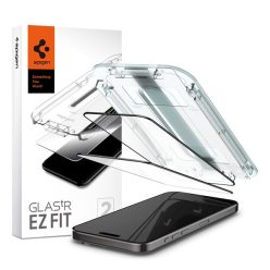   Spigen Glas.tR EZ Fit FC Apple iPhone 15 Pro Max, tempered kijelzővédő fólia felhelyező kerettel, fekete (2db)