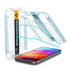   Spigen Glas.tR EZ Fit Apple iPhone 15 / iPhone 16, tempered kijelzővédő fólia felhelyező kerettel (2db)