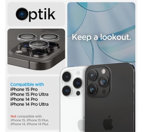Spigen Glas.tR EZ Fit Optik Pro Apple iPhone 14 Pro / 14 Pro Max / 15 Pro / 15 Pro Max / 16 Pro / 16 Pro Max / 17 Pro / 17 Pro Max, Tempered kameralencse-védő fólia (2db)