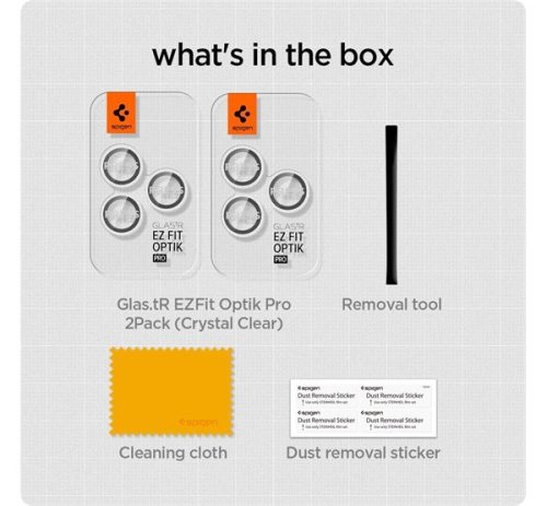 Spigen Glas.tR EZ Fit Optik Pro Apple iPhone 14 Pro / 14 Pro Max / 15 Pro / 15 Pro Max / 16 Pro / 16 Pro Max / 17 Pro / 17 Pro Max, Tempered kameralencse-védő fólia (2db)