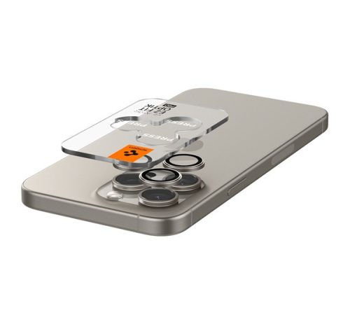 Spigen Glas.tR EZ Fit Optik Pro Apple iPhone 14 Pro / 14 Pro Max / 15 Pro / 15 Pro Max / 16 Pro / 16 Pro Max / 17 Pro / 17 Pro Max, Tempered kameralencse-védő fólia, natúr titánium (2db)