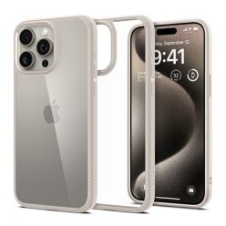   Spigen Ultra Hybrid Apple iPhone 15 Pro tok, bézs kerettel, átlátszó