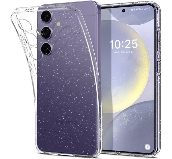 Spigen Liquid Crystal Glitter szilikon mobiltelefon tok, légpárnás sarokkal - átlátszó | Samsung Galaxy S24 (SM-S921)