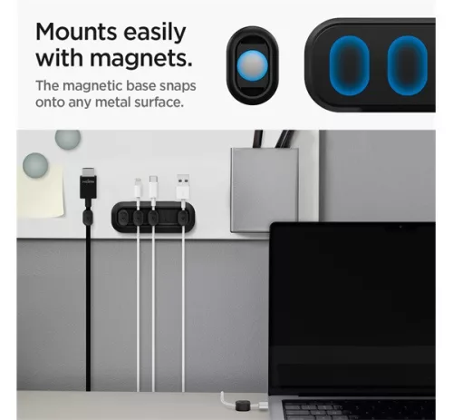 Spigen LD101 mágneses kábel tartó, fekete