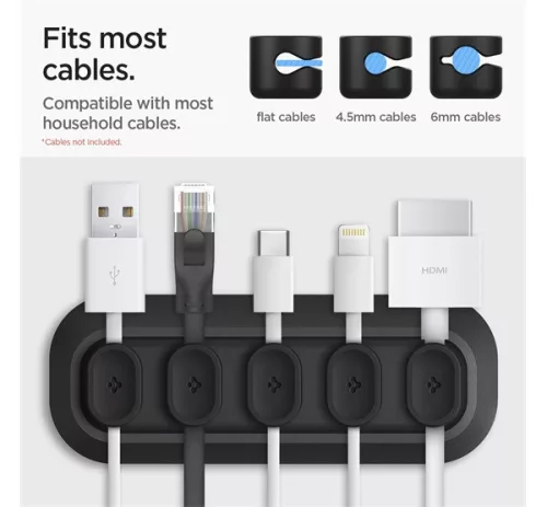 Spigen LD101 mágneses kábel tartó, fekete