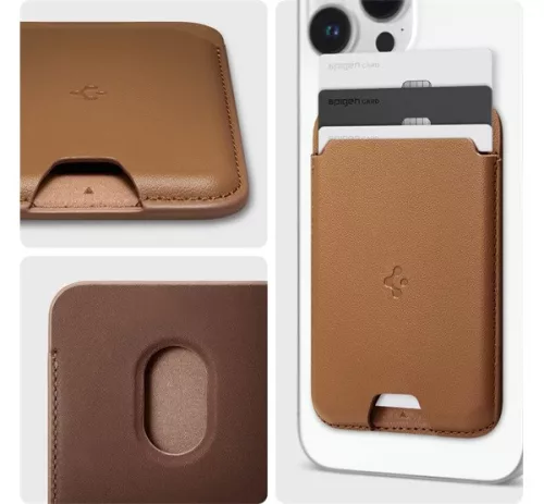 Spigen Valentinus Apple iPhone Magsafe kártyatartó, barna (3db kártyához)