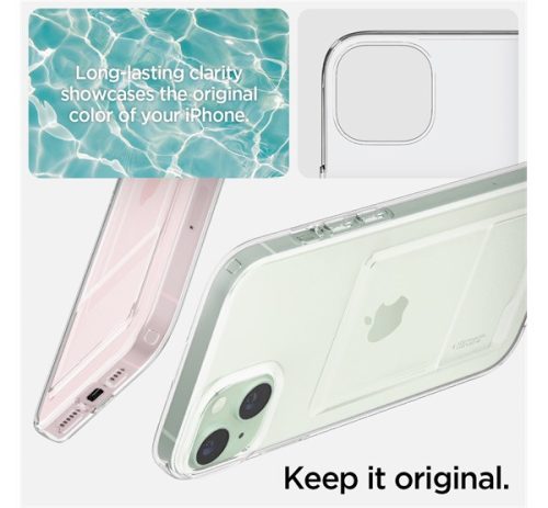 Spigen Crystal Slot Apple iPhone 15 tok kártyatartóval, Crystal Clear, átlátszó