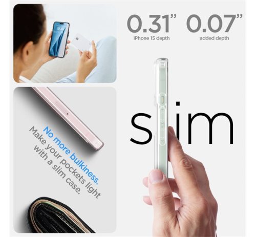 Spigen Crystal Slot Apple iPhone 15 tok kártyatartóval, Crystal Clear, átlátszó