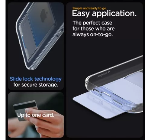 Spigen Crystal Slot Apple iPhone 15 Pro tok kártyatartóval, Crystal Clear, átlátszó