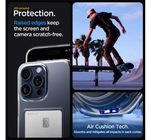 Spigen Crystal Slot Apple iPhone 15 Pro tok kártyatartóval, Crystal Clear, átlátszó