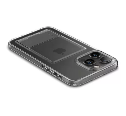 Spigen Crystal Slot Apple iPhone 15 Pro tok kártyatartóval, Crystal Clear, átlátszó