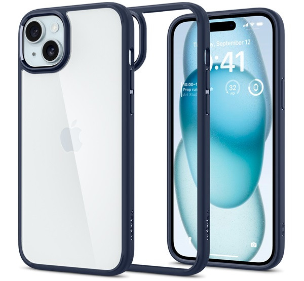 Spigen Ultra Hybrid iPhone 15 tok átlátszó-sötétkék (ACS06801)