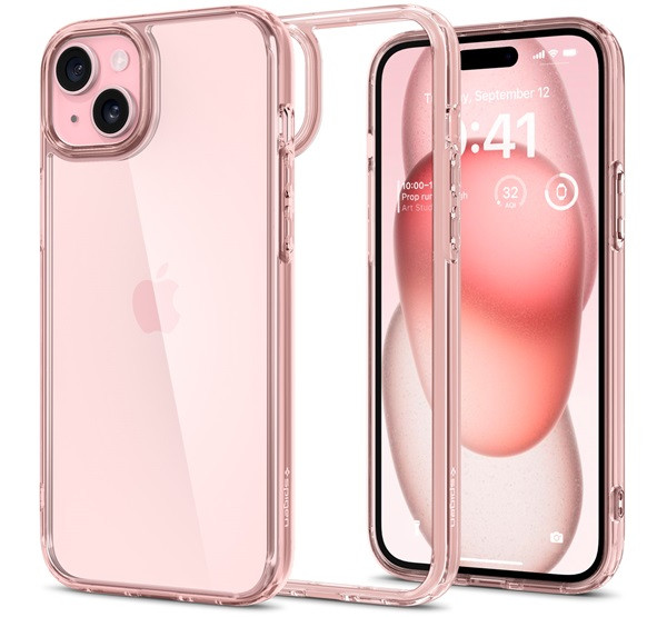 Spigen Ultra Hybrid iPhone 15 tok átlátszó-rózsaszín (ACS06795)