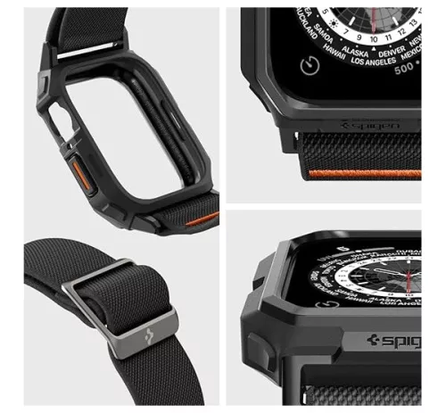 Spigen Lite Fit Pro Apple Watch 9 / 8 / 7 45mm / SE (2nd / 1st Gen) / 6 / 5 / 4 44mm tok / szíj, fekete