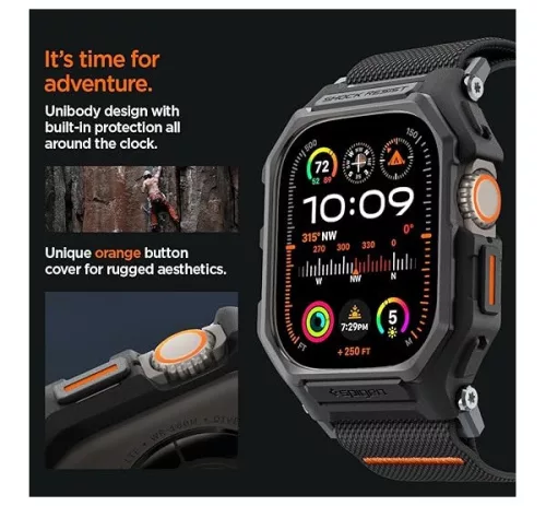 Spigen Lite Fit Pro Apple Watch Ultra 3 / 2 / 1 49mm tok / szíj, matt fekete