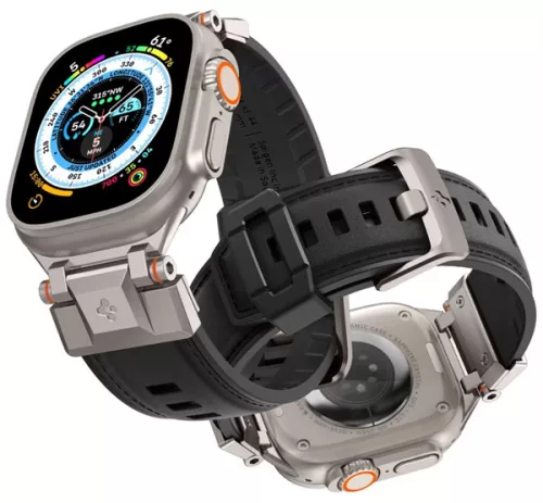Spigen DuraPro Armor Apple Watch Ultra 3 / 2 / 1 49mm / 10 /  9 / 8 / 7 45mm / SE / 6 / 5 / 4 44mm / 3 / 2 / 1 42mm óraszíj, fekete (AMP07591)