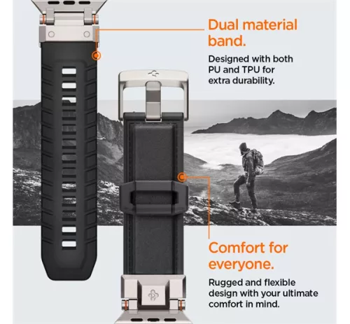 Spigen DuraPro Armor Apple Watch Ultra 3 / 2 / 1 49mm / 10 /  9 / 8 / 7 45mm / SE / 6 / 5 / 4 44mm / 3 / 2 / 1 42mm óraszíj, fekete (AMP07591)