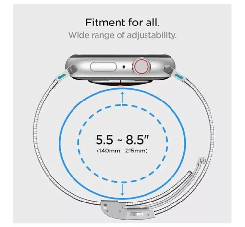 Spigen Sleek Link Apple Watch Ultra 3 / 2 / 1 49mm 10 46mm / 9 / 8 / 7 45mm / SE (2 / 1) / 6 / 5 / 4 44mm / 3 / 2 / 1 42mm szíj, ezüst