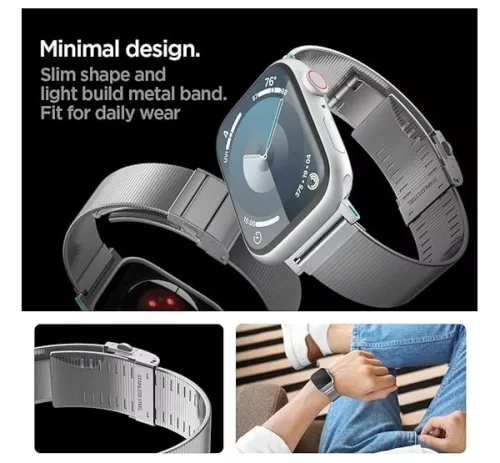 Spigen Sleek Link Apple Watch Ultra 3 / 2 / 1 49mm 10 46mm / 9 / 8 / 7 45mm / SE (2 / 1) / 6 / 5 / 4 44mm / 3 / 2 / 1 42mm szíj, ezüst