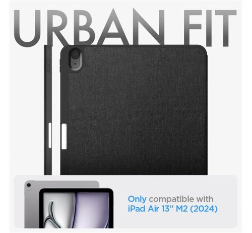 Spigen Urban Fit Apple iPad Air 13" (2024 / 2025) oldalra nyíló tok, fekete
