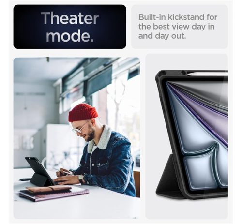 Spigen Urban Fit Apple iPad Air 13" (2024 / 2025) oldalra nyíló tok, fekete