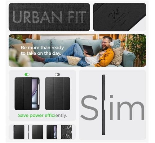 Spigen Urban Fit Apple iPad Air 11" (2024 / 2025) / iPad Air 10.9" (2022 / 2020) tok, fekete