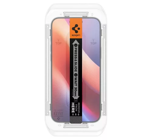 Spigen Glas.tR EZ Fit HD Apple iPhone 16 Pro / 17 / 17 Pro tempered kijelzővédő fólia felhelyező kerettel (1db) AGL07935