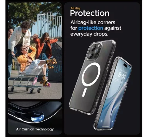 Spigen Ultra Hybrid MagFit Apple iPhone 16 Pro tok, MagSafe, Frost Clear, átlátszó