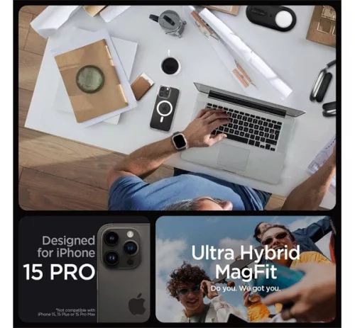 Spigen Ultra Hybrid MagFit Apple iPhone 16 Pro tok, MagSafe, Frost Clear, átlátszó