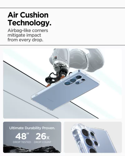 Spigen Ultra Hybrid Samsung Galaxy S25+ tok, Crystal Clear, átlátszó