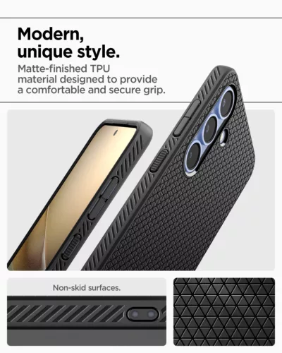Spigen Liquid Air Samsung Galaxy S25+ tok, Matte Black, fekete