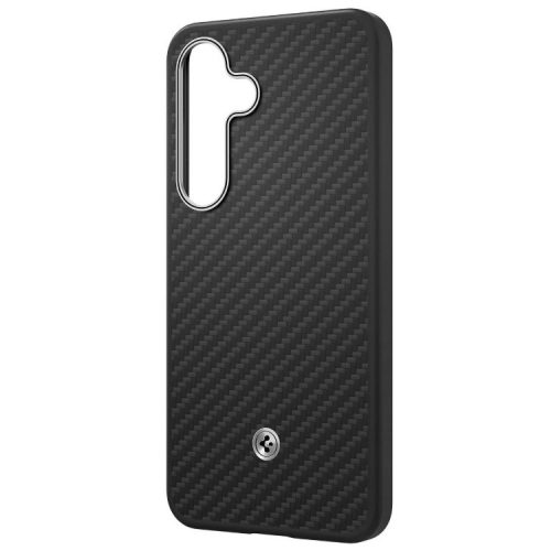 Samsung by Spigen Enzo Aramid Magnetic Galaxy S25 mágneses gyári tok, fekete-ezüst (Új, Csomagolássérült)