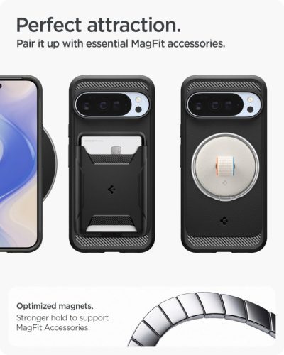 Spigen Rugged Armor MagFit Pixel 10 XL tok, MagSafe, Matte Black, fekete