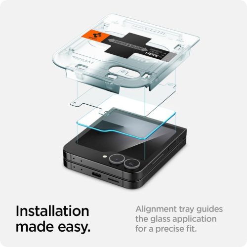 Spigen Glas.tR EZ Fit Samsung Galaxy Z Flip 6 / Flip 7 FE tempered kijelzővédő fólia felhelyező kerettel (2db)