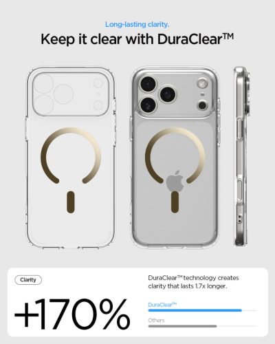 Spigen Ultra Hybrid MagFit Apple iPhone 17 Pro Max tok, MagSafe, Clear Gold, átlátszó-arany