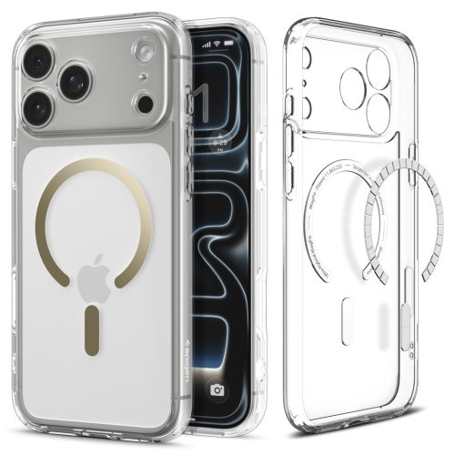 Spigen Ultra Hybrid MagFit Apple iPhone 17 Pro tok, MagSafe, Clear Gold, átlátszó-arany