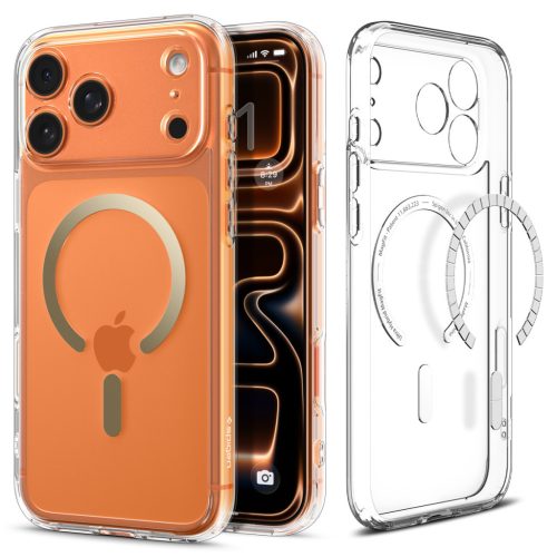 Spigen Ultra Hybrid MagFit Apple iPhone 17 Pro tok, MagSafe, Clear Gold, átlátszó-arany