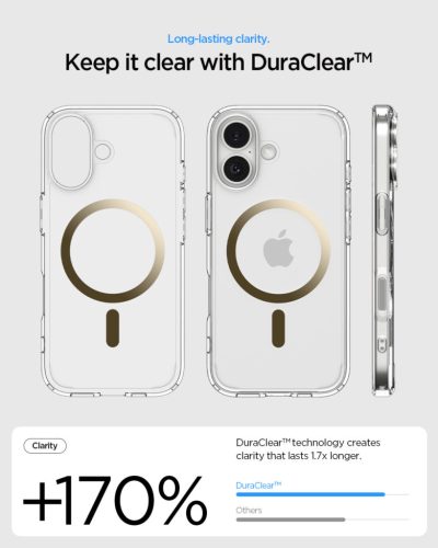 Spigen Ultra Hybrid MagFit Apple iPhone 17 tok, MagSafe, Clear Gold, átlátszó-arany