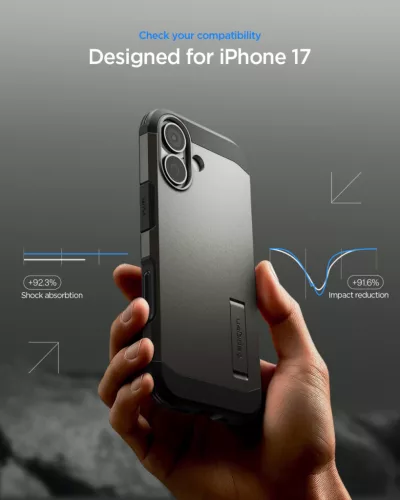 Spigen Tough Armor T MagFit Apple iPhone 17 tok, MagSafe, Gunmetal, szürke