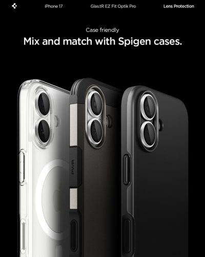 Spigen Glas.tR EZ Fit Optik Pro Apple iPhone 17 / 16 Plus / 16, Tempered kameralencse-védő fólia felhelyező kerettel, ezüst (2db)