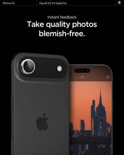 Spigen Glas.tR EZ Fit Optik Pro Apple iPhone Air (2025) Tempered kameralencse-védő fólia felhelyező kerettel, ezüst (2db)