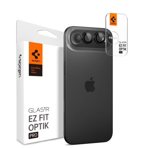 Spigen Glas.tR EZ Fit Optik Pro Apple iPhone Air (2025) Tempered kameralencse-védő fólia felhelyező kerettel, fekete (2db)