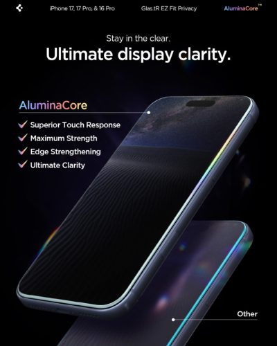 Spigen Glas.tR EZ Fit Privacy Apple iPhone Air (2025) tempered kijelzővédő fólia felhelyező kerettel (2db)