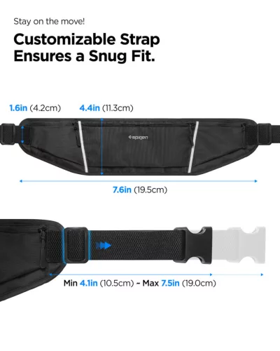 Spigen Dynamic Shield A710 univerzális vízállló övtáska futáshoz / sportoláshoz / túrázáshoz, fekete