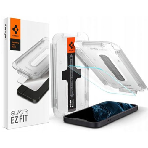 Spigen Glas.tR EZ Fit HD Apple iPhone  16e / 14 / iPhone 13 Pro / iPhone 13 Tempered kijelzővédő fólia felhelyező kerettel, fekete