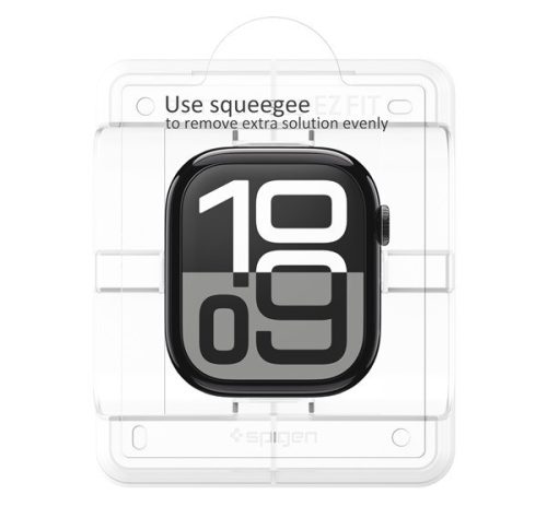 Spigen EliteShield EZ Fit Apple Watch 11 / Watch 10 42mm kijelzővédő fólia felhelyező kerettel (2db)