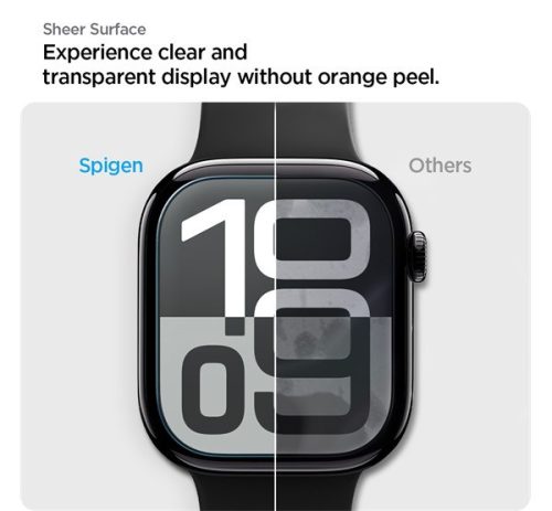 Spigen EliteShield EZ Fit Apple Watch 11 / Watch 10 42mm kijelzővédő fólia felhelyező kerettel (2db)