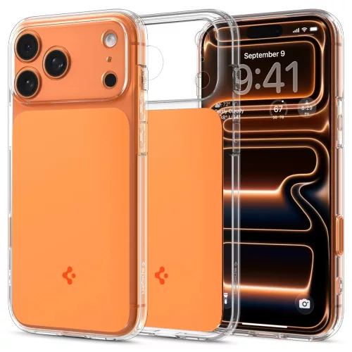 Spigen Ultra Hybrid T MagFit Apple iPhone 17 Pro tok, MagSafe, Glossy Orange, narancs