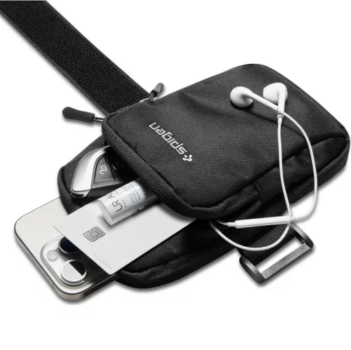 Spigen Dynamic Shield A702 karra rögzíthető telefon tartó, táska, karpánt 6,9" átmérőig, fekete